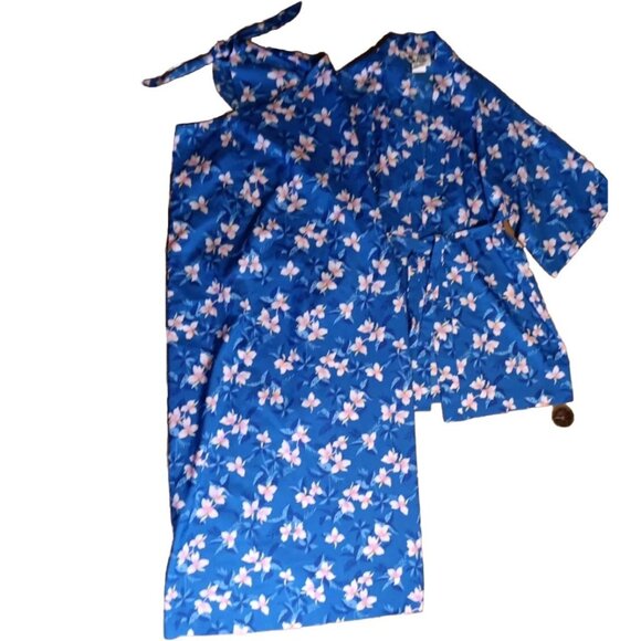 Hilo Hattie Dresses & Skirts - Hilo Hattie Sarong Pareo Wrap Tie Dress With Jacket 2 Piece Set Blue Hawaiian